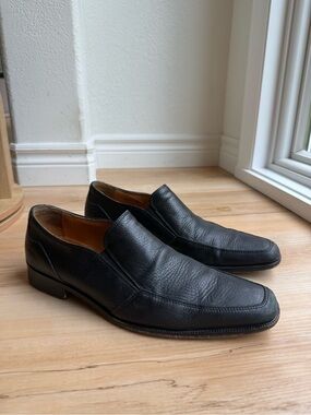 Mercanti Fiorentini Black Leather Slip-On Loafers
